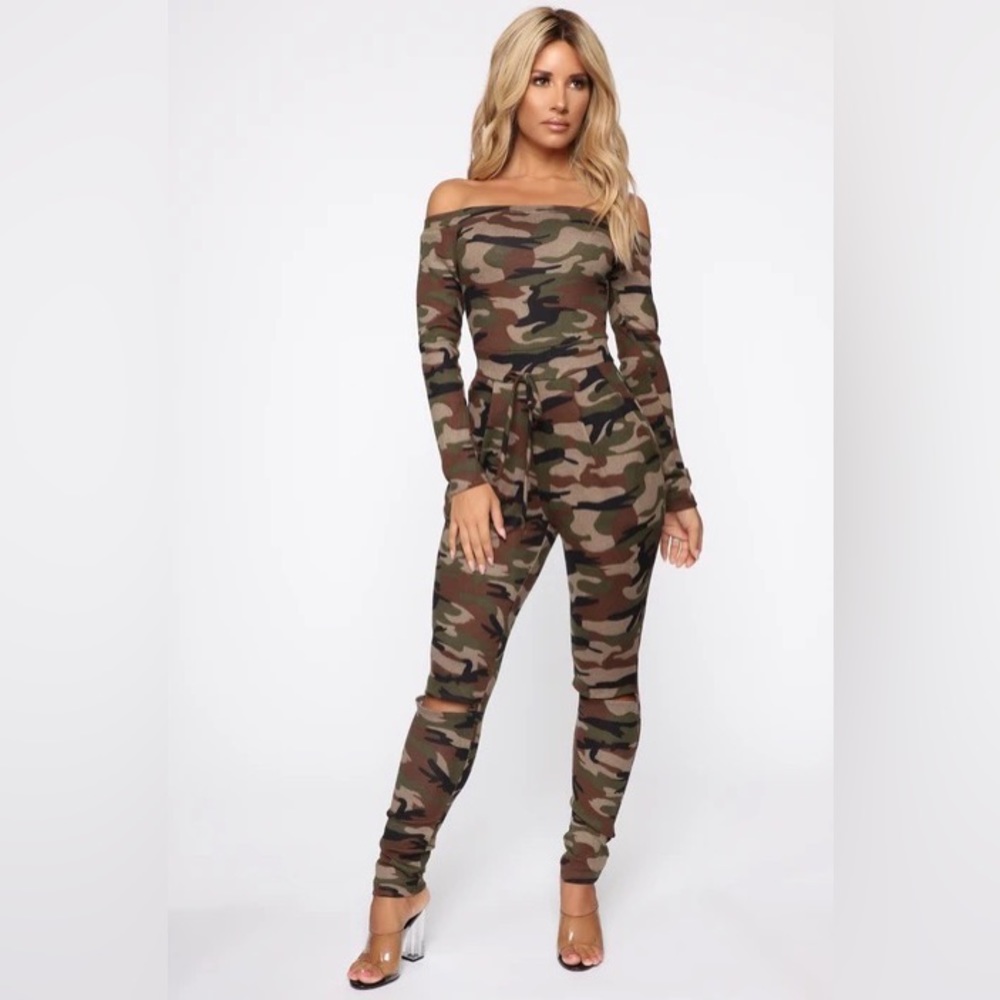 Fashion Nova Camouflage Jumpsuit
